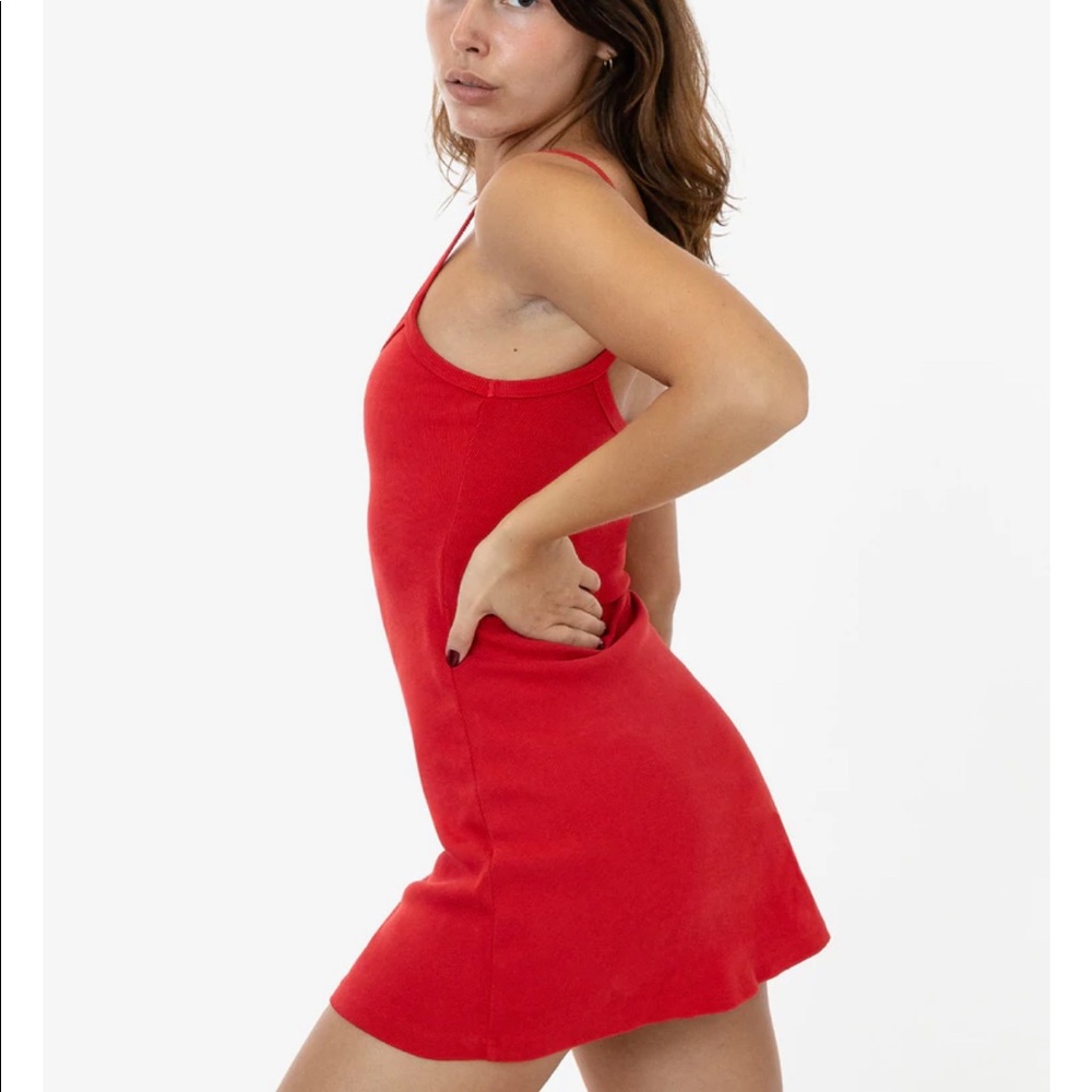 “HEAVY RIB SPAGHETTI MINI DRESS” Los Angeles Apparel